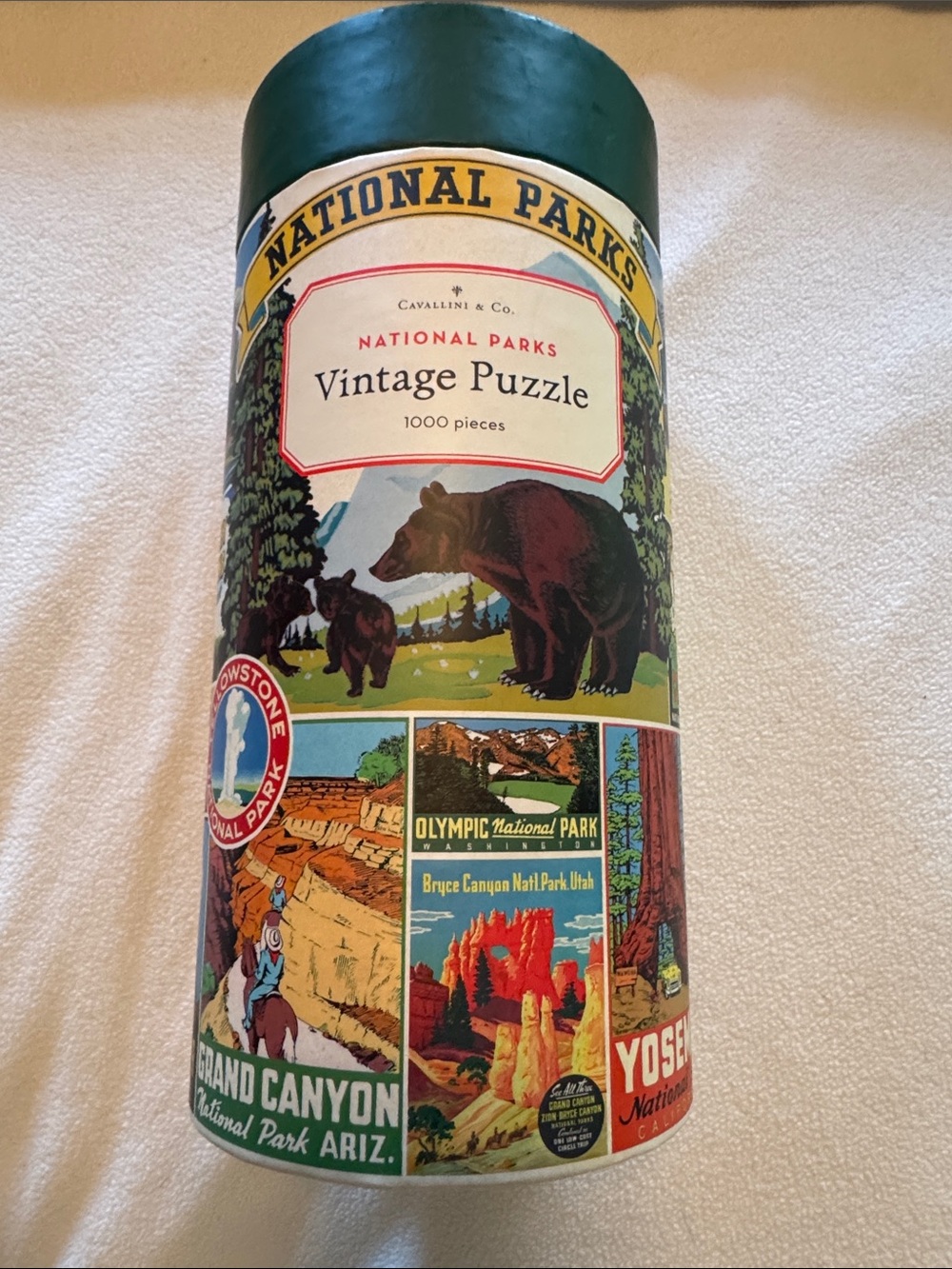 Cavallini & Co. National Parks Vintage Puzzle - Green Tub, 1000 Pieces